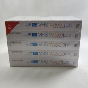 Memorex 120 Minute RV VHS Video Tape Blank - 5 Pack - SEALED